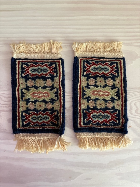 Other - Pair of 1:12 Vintage Dollhouse Miniature Hand Woven Rugs (Set #2)